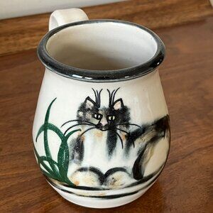 Moonfire Pottery Calico Cat Mug 2001 Vintage Oregon Studio Art Kitty Cup 16 Oz.